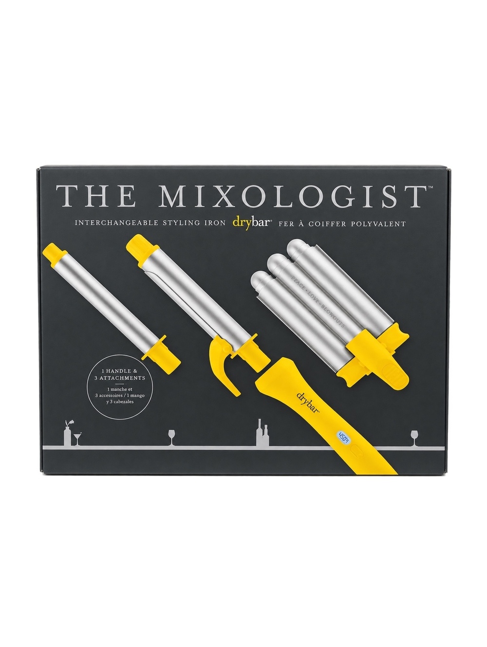 Drybar The Mixologist Interchangeable Styling Iron NIB 2 Attachments Yellow
